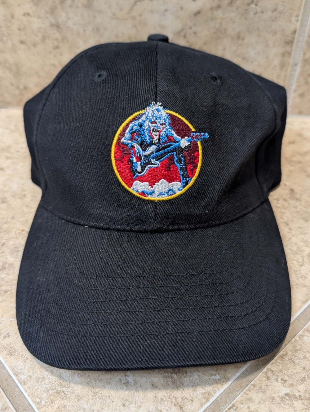 Iron Maiden Black Baseball Cap with Embroidered Eddie Patch